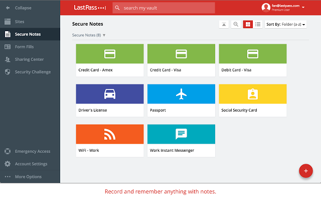 LastPass' interface